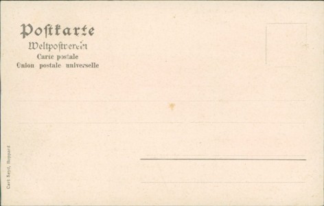 Adressseite der Ansichtskarte Mainz, Hotel Germania, Rheinstrasse 43. Besitzer F. J. Endres. Der Halleplatz