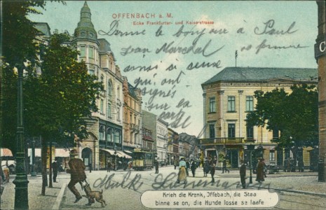 Alte Ansichtskarte Offenbach am Main, Ecke Frankfurter- und Kaiserstrasse