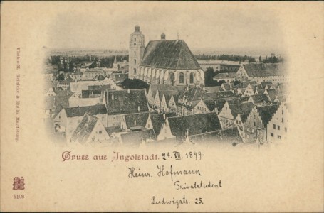 Alte Ansichtskarte Gruss aus Ingolstadt, Gesamtansicht