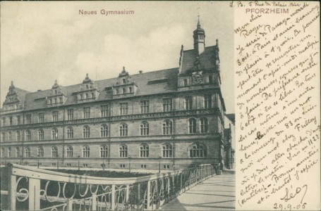 Alte Ansichtskarte Pforzheim, Neues Gymnasium