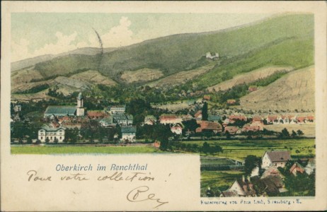 Alte Ansichtskarte Oberkirch im Renchtal, Teilansicht