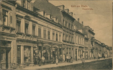 Alte Ansichtskarte Kehl, Hauptstraße mit Badenia-Drogerie