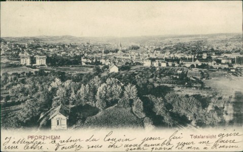 Alte Ansichtskarte Pforzheim, Totalansicht