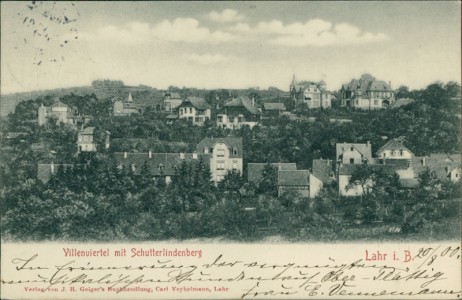 Alte Ansichtskarte Lahr i. B., Villenviertel mit Schutterlindenberg