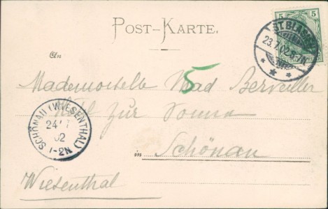 Adressseite der Ansichtskarte Gruss von Hinterzarten (Schwarzwald), Gesamtansicht