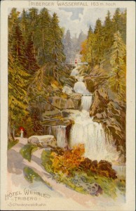 Alte Ansichtskarte Triberg, Triberger Wasserfall, Zudruck "Hotel Wehrle Triberg Schwarzwaldbahn"