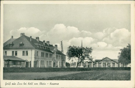 Alte Ansichtskarte Gruß aus Linx bei Kehl am Rhein, Kaserne