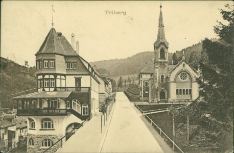 Alte Ansichtskarte Triberg, Teilansicht mit Kirche