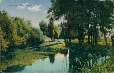 Alte Ansichtskarte Taucha, Partie an der Parthe