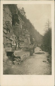 Alte Ansichtskarte Kamnitz, Am Eingang der Edmundsklamm