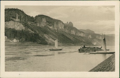 Alte Ansichtskarte Bad Schandau, Die Elbe beim Schrammsteingebiet