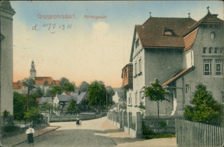 Alte Ansichtskarte Großröhrsdorf, Mittelgasse