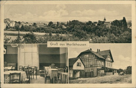 Alte Ansichtskarte Arnstadt-Marlishausen, Bahnhofshotel Marlishausen, Bes. Paul Gülland