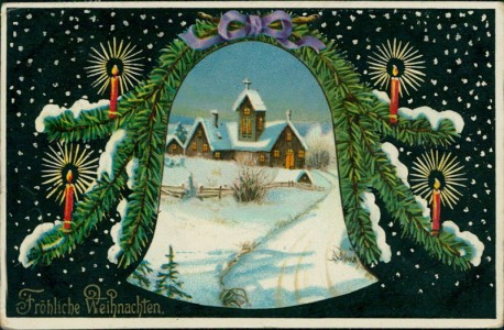 Alte Ansichtskarte Fröhliche Weihnachten, Dekor in Glockenform