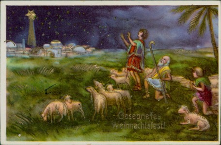Alte Ansichtskarte Gesegnetes Weihnachtsfest, Heilige drei Könige vor Bethlehem
