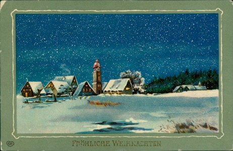 Alte Ansichtskarte Fröhliche Weihnachten, Winterlandschaft