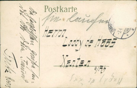 Adressseite der Ansichtskarte Steinfurt-Burgsteinfurt, Die Einjährigen Arnoldinum Burgsteinfurt 1914