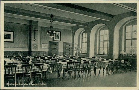 Alte Ansichtskarte , Pensionat Haus Loreto, Speisezimmer der Klassenkinder