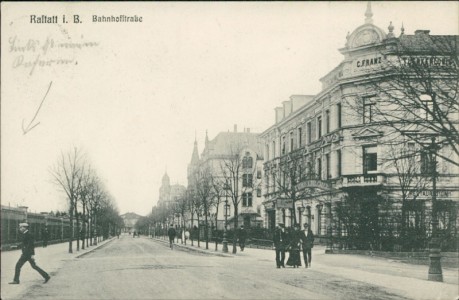 Alte Ansichtskarte Rastatt, Bahnhofstraße
