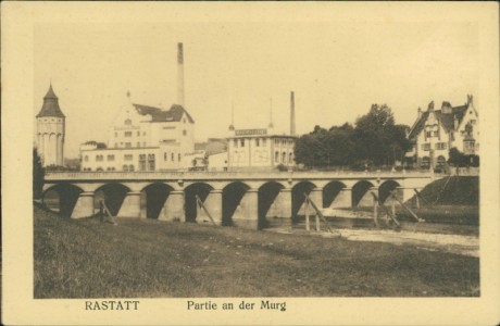 Alte Ansichtskarte Rastatt, Partie an der Murg