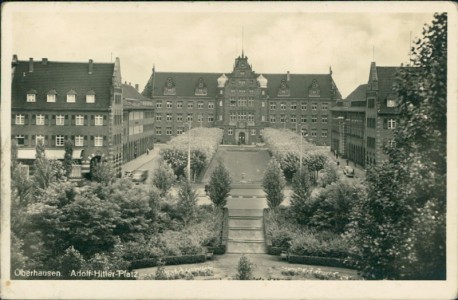 Alte Ansichtskarte Oberhausen, Adolf Hitler-Platz