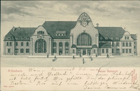 Alte Ansichtskarte Mönchengladbach, Neuer Bahnhof