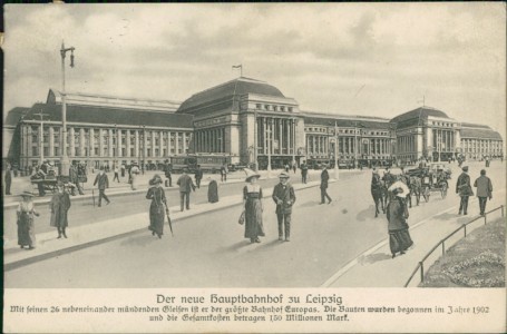 Alte Ansichtskarte Leipzig, Der neue Hauptbahnhof