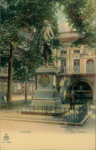 Alte Ansichtskarte Leipzig, Goethe Denkmal