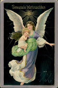 Alte Ansichtskarte Gesegnete Weihnachten, Engel mit Jesuskind