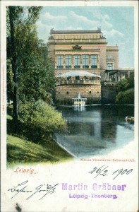 Alte Ansichtskarte Leipzig, Neues Theater m. Schwanteich