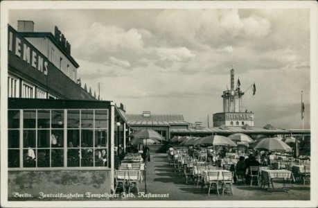 Alte Ansichtskarte Berlin, Zentralflughafen Tempelhofer Feld, Restaurant