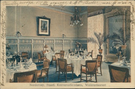 Alte Ansichtskarte Norderney, Staatl. Konversationshaus, Weinrestaurant
