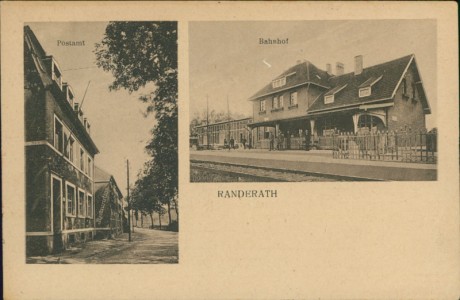Alte Ansichtskarte Heinsberg-Randerath, Postamt, Bahnhof