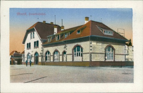 Alte Ansichtskarte Moers, Hauptbahnhof