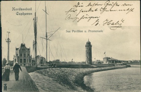 Alte Ansichtskarte Nordseebad Cuxhaven, See Pavillon u. Promenade