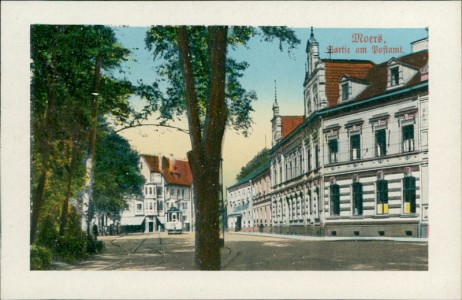 Alte Ansichtskarte Moers, Partie am Postamt