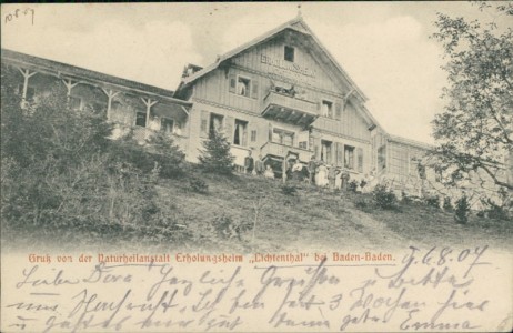 Alte Ansichtskarte Baden-Baden, Naturheilanstalt Erholungsheim Lichtenthal