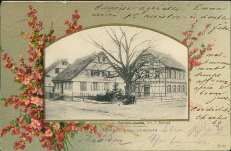 Alte Ansichtskarte Königsfeld im Schwarzwald, Pension Krumm, Inh. J. Reinold
