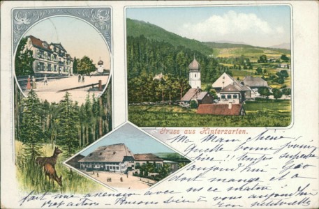 Alte Ansichtskarte Hinterzarten, Mehrbildkarte mit Kirche