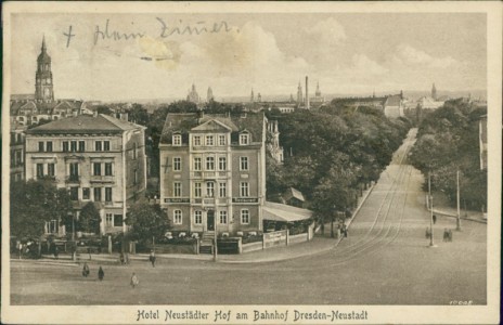 Alte Ansichtskarte Dresden, Hotel Neustädter Hof am Bahnhof Dresden-Neustadt