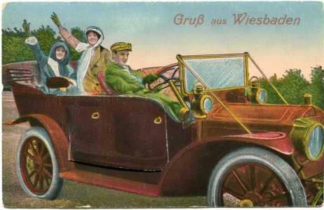 Alte Ansichtskarte Gruß aus Wiesbaden, Leporello mit 10 Ansichten hinter der Klappe