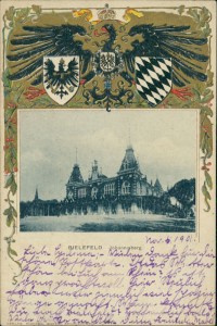 Alte Ansichtskarte Bielefeld, Johannisberg mit Wappen