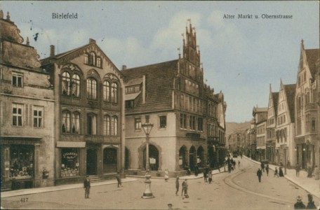 Alte Ansichtskarte Bielefeld, Alter Markt u. Obernstrasse