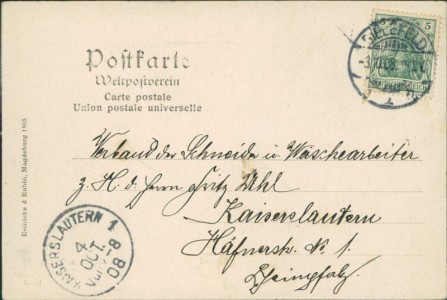 Adressseite der Ansichtskarte Bielefeld, Restaurant z. Johannisberg