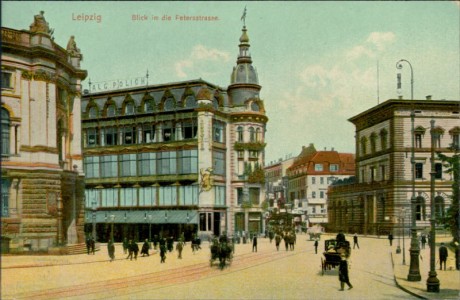 Alte Ansichtskarte Leipzig, Blick in die Petersstrasse