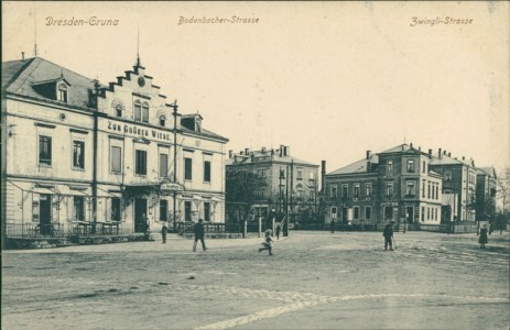 Alte Ansichtskarte Dresden-Gruna, Bodenbacher-Strasse, Zwingli-Strasse