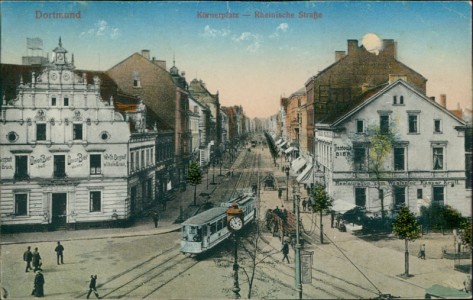 Alte Ansichtskarte Dortmund, Körnerplatz - Rheinische Straße