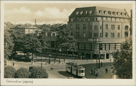 Alte Ansichtskarte Dortmund, am Grafenhof mit Straßenbahn