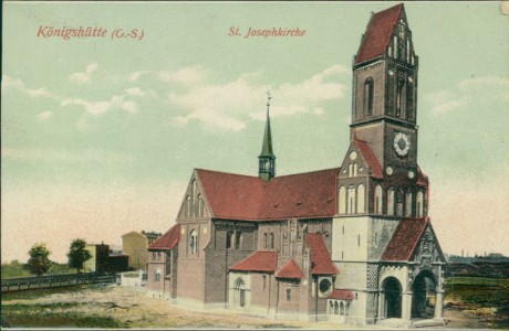 Alte Ansichtskarte Königshütte / Chorzów, St. Josephkirche