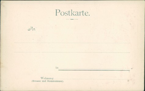 Adressseite der Ansichtskarte Stuttgart, Erinnerung an das V. Deutsche Sängerbundesfest 1896